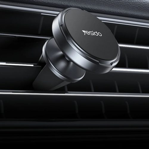 Mini Autós Tartó Yesido C214 - Mágneses, Légbefúvóba szerelhető, Szabad forgás, Cinkötvözet, Csúszásmentes, Univerzális - Fekete