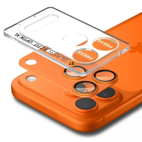 iPhone 17 Pro Max Spigen Optik Pro XL „EZ Fit” kamera üvegfólia narancssárga