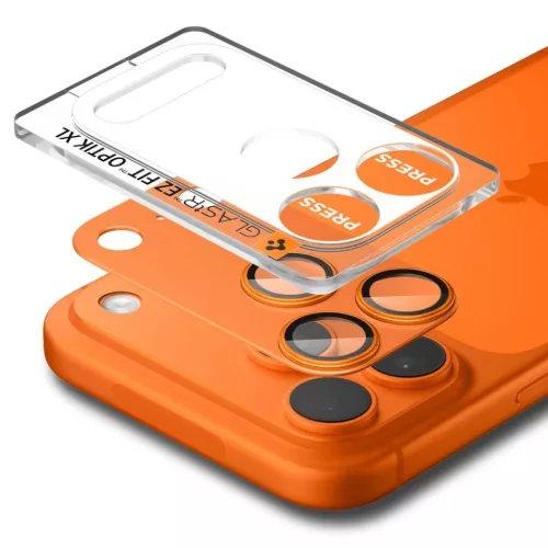 iPhone 17 Pro Spigen Optik Pro XL „EZ Fit” Kamera üvegfólia Narancssárga