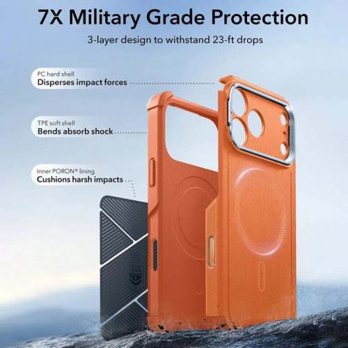 iPhone 17 Pro Max Narancs ESR Cyber Armor Kickstand tok