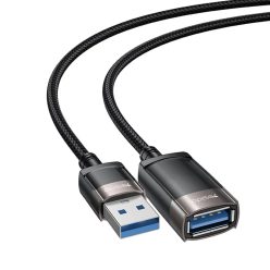   Yesido GS26 Hosszabbító Adapter - USB 2.0, 1.5m Kábel, Fonott, Nagysebességű Átvitel - Szürke