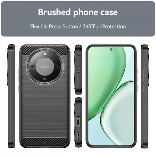 Honor Magic8 Lite Fekete Techsuit Carbon Silicone tok