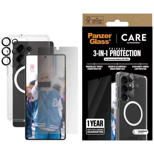 CARE by PanzerGlass 3 az 1-ben tok + Privacy üvegfólia + Lencsevédő Samsung Galaxy S25 Ultra