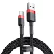 Baseus Cafule Nylon harisnyázott USB/USB-Type C kábel QC3.0 2A 0.5 m fekete/piros (CATKLF-A91)