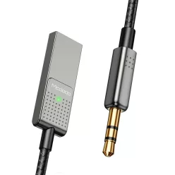   Mcdodo Type-C to Jack 3.5mm Audio Kábel (CA-8700), Spirál Design, Nylon Fonott, 1.7m - Fekete