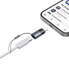 OTG Adapter Mcdodo (OT-7630) - USB-C Lightning átalakító, Alumínium ötvözet, Töltés és adat szinkronizálás, 36W, Kék fény, Lánc - Fekete