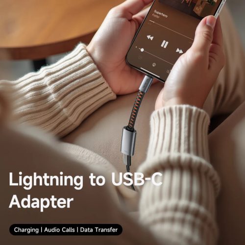 Audio Adapter (CA-4870) - Lightning to Type-C, 2A, 24W, 480Mbps, OTG, Gyors töltés támogatása, Hívásfunkció, 0.1m - Szürke Mcdodo