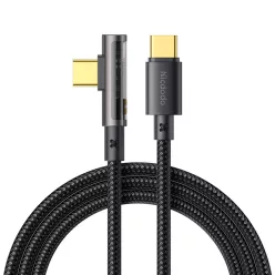   Mcdodo Data Cable (CA-3400) - USB-C - USB-C, 90 fokos kialakítás, 100W, átlátszó dizájn, 1.2m - fekete