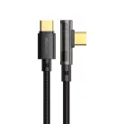 Mcdodo Data Cable (CA-3400) - USB-C - USB-C, 90 fokos kialakítás, 100W, átlátszó dizájn, 1.2m - fekete