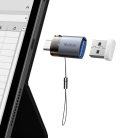 Mcdodo OTG Adapter (OT-7400) USB3.0 to Type-C, Aluminium Alloy, Töltés és Adatszinkronizálás, 5 Gbps, Kék Fény, Nyakpánt - Fekete