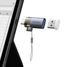 OTG Adapter 2in1 Mcdodo (OT-7600) - USB to USB-C, Beépített Kártyaolvasó, Töltés & Adatátvitel, 5 Gbps, Kék Fény, Nyakpánt - Fekete