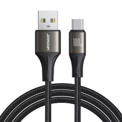   Joyroom Light-Speed ​​Series SA25-AC6 USB-A / USB-C Gyors Töltési Kábel 100W 1.2m - Fekete