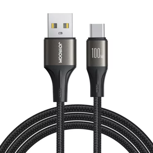 Joyroom Light-Speed ​​Series SA25-AC6 USB-A / USB-C Gyors Töltési Kábel 100W 1.2m - Fekete