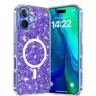 Techsuit - Csillogó Glitter MagSafe - iPhone 16 - Lila tok