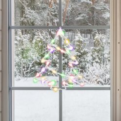   Home KID502M fenyőfa ablakdísz, kül- és beltéri kivitel, 35 db színes LED, 2 tapadókorong, fehér tápkábel, 33 x 28 cm
