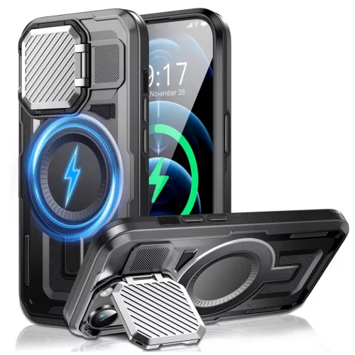 Techsuit - CamVault MagSafe - iPhone 12 Pro Max / iPhone 13 Pro Max - Fekete tok