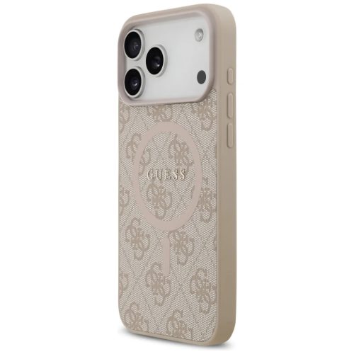 iPhone 17 Pro Max rózsaszín Guess PU Bőr 4G Színes Gyűrűs MagSafe tok