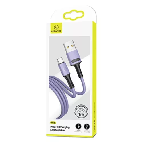 USAMS U52 2A Gyors Töltés Kábel 1m lila SJ436USB04 (US-SJ436)