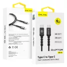 Blavec Cable Raptor fonott - Type C to Type C - PD 60W 3A 2 méter (CRA-CC3BG20) fekete-szürke