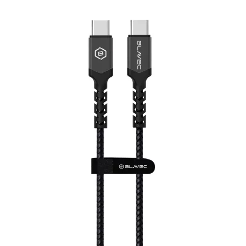 Blavec Cable Raptor fonott - Type C to Type C - PD 60W 3A 2 méter (CRA-CC3BG20) fekete-szürke