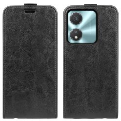   Honor X5c Plus R64 mintázatú, fentről lefelé nyíló flip PU bőrtok (fekete)