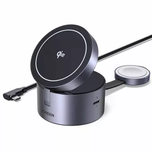 Mágneses töltő 3 az 1-ben UGREEN 25W USB-C W712 (fekete)