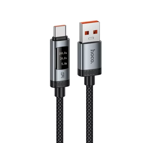 USB-A to USB-C kábel Hoco Display U148, 100W, 1.2m, fekete