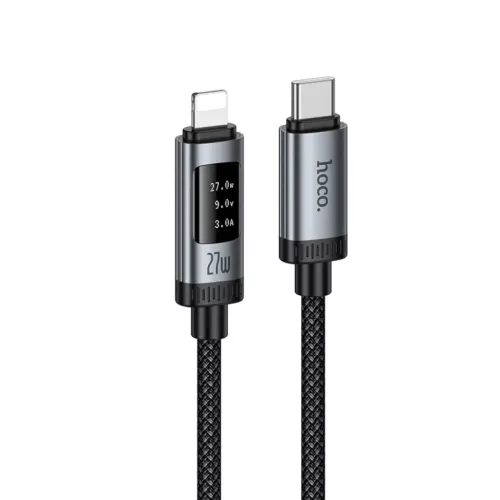 USB-C to Lightning Kábel Hoco Display U148, 27W, 1.2m, Fekete