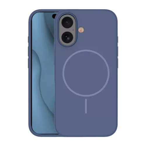 iPhone 16 6,1" sötétkék szilikon vékony mágneses tok
