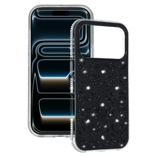 Virágmintás tok Iphone 17 Pro Max fekete