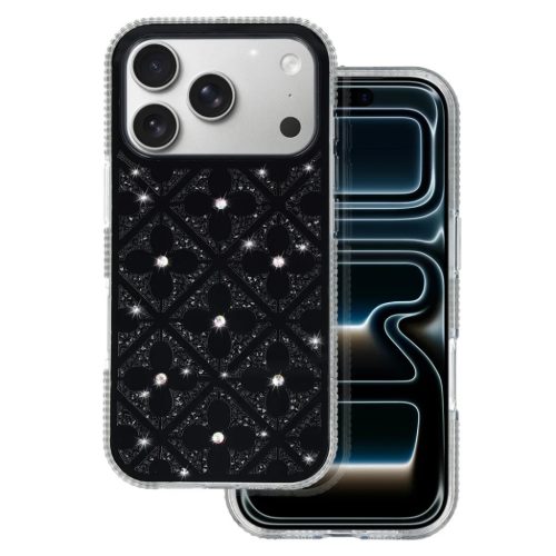 Virágmintás tok Iphone 17 Pro Max fekete