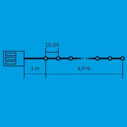   Home MLC 58/WW mini LED-es fényfüzér, 4,9 m / 50 db melegfehér LED, 8 fényprogram, zöld vezeték, elemes, kül- és beltéri kivitel