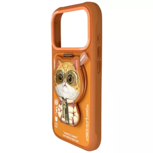iPhone 17 Pro Max Nimmy Cool&Cute 2.0 Cat tok mágneses pánttal narancssárga