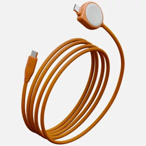 Energea Flow Duo Watch 2 az 1-ben kábel USB-C-ről USB-C-re + Apple Watch töltő 480Mb/s 60W 1,5m narancssárga