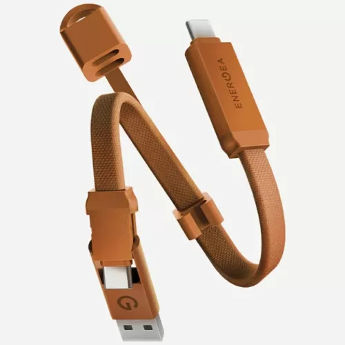 Energea Sheath Key 2 az 1-ben USB-C-ről USB-C/USB-A-ra kábel, 480Mbps, 60W, 15cm, narancssárga