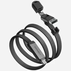   USB-C kábel Energea Sheath Travel 2-in-1 USB-C-USB-C/USB-A 480Mbps 60W 1.2m pisztolyszürke