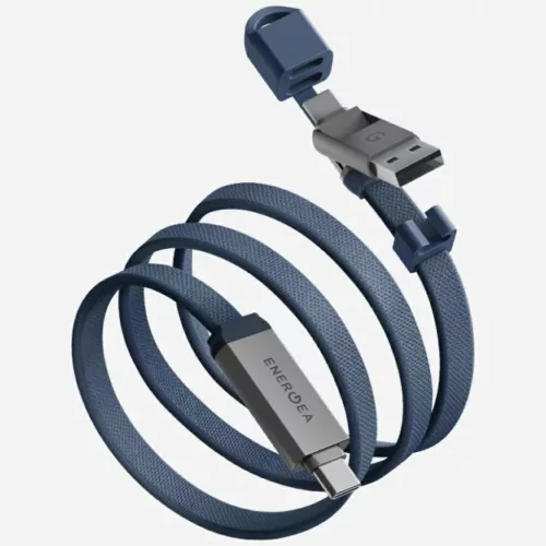 Kék Energea Sheath Travel 2-in-1 USB-C/USB-A kábel 480Mbps 60W 1.2m
