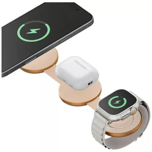 Wireless charger Energea Alumag Trio 3 az 1-ben Qi2 15W narancssárga