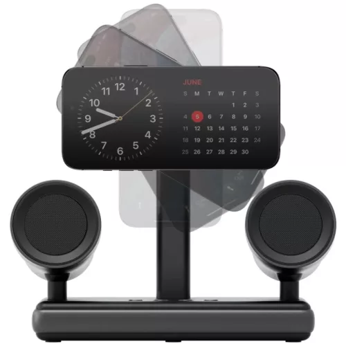Energea Magaudio Stand 2in1 Qi2 vezeték nélküli töltőállomás sztereó hangszórókkal grafit