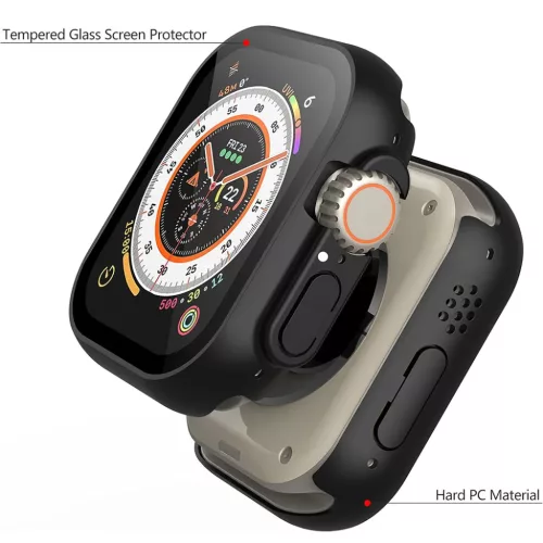 Apple Watch Ultra / Ultra 2  Techsuit - Defense360 Pro + Fólia - Fekete tok