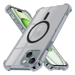   iPhone 15 Plus Smoke Black Techsuit - Shockproof Clear Silicone MagSafe tok