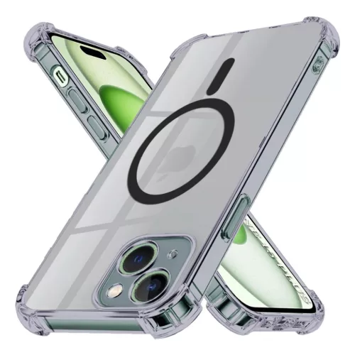 iPhone 15 Plus Smoke Black Techsuit - Shockproof Clear Silicone MagSafe tok