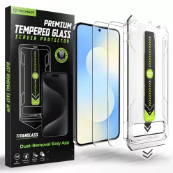   Samsung Galaxy S25 FE Techsuit TitanGlass CrystalHD (2 pack) - [Ujjlenyomat Feloldás Kompatibilis] - Átlátszó üvegfólia