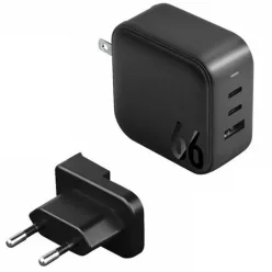   ENERGEA Travelite GAN66 Hálózati töltő 1xUSB+2xUSB-CPD-PPS-QC 3.0 66W 2C1A fekete US+EU