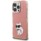 iPhone 16 Pro Karl Lagerfeld IML Aquarelle Choupette & Logo rózsaszín tok