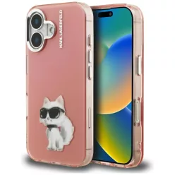   iPhone 16 Karl Lagerfeld IML Aquarelle Choupette & Logo tok rózsaszín