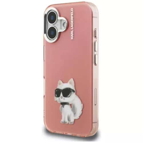 iPhone 16 Karl Lagerfeld IML Aquarelle Choupette & Logo tok rózsaszín