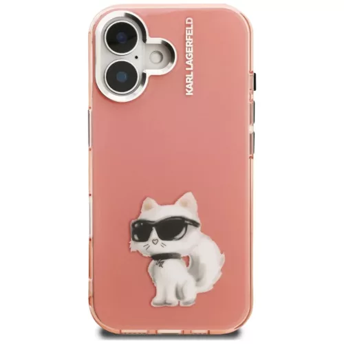 iPhone 16 Karl Lagerfeld IML Aquarelle Choupette & Logo tok rózsaszín