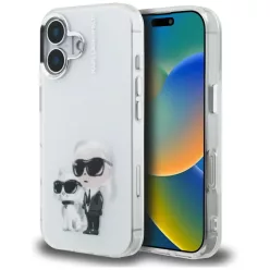   iPhone 16 Karl Lagerfeld IML Aquarelle Karl & Choupette & Logo fehér tok