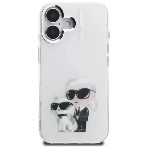 iPhone 16 Karl Lagerfeld IML Aquarelle Karl & Choupette & Logo fehér tok